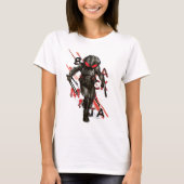 アクアマン |ブラックマンタ散乱タイポグラフィ図 Tシャツ (正面)