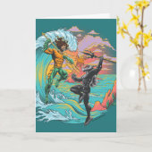 アクアマン&ブラックマンタ津波 カード (黄色い花)