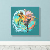 アクアマン&ブラックマンタ津波 キャンバスプリント (インサイチュ (ウッドフロア))