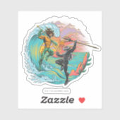 アクアマン&ブラックマンタ津波 シール (シート)