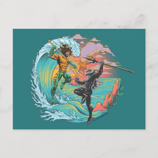 アクアマン&ブラックマンタ津波 ポストカード (正面)