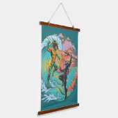 アクアマン&ブラックマンタ津波 吊り下げ型タペストリー (傾斜あり)