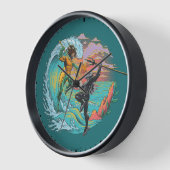 アクアマン&ブラックマンタ津波 壁時計 (傾斜)