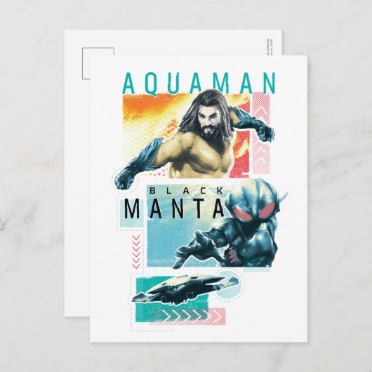 アクアマン |モデニストアクアマン&ブラックマンタグラフィック ポストカード (正面/裏面)