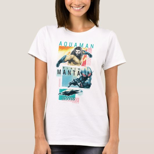 アクアマン |モデニストアクアマン&ブラックマンタグラフィック Tシャツ (正面)
