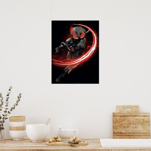 アクアマン |黒マンタ赤スワイプグラフィック ポスター (キッチン)
