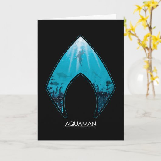アクアマン | Aquamanロゴを通して海グラフィックを表示 カード (黄色い花)