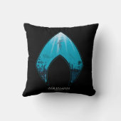 アクアマン | Aquamanロゴを通して海グラフィックを表示 クッション (裏面)