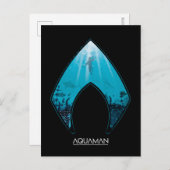 アクアマン | Aquamanロゴを通して海グラフィックを表示 ポストカード (正面/裏面)