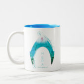 アクアマン | Meraシンボルを通して海グラフィックを参照 ツートーンマグカップ (左)