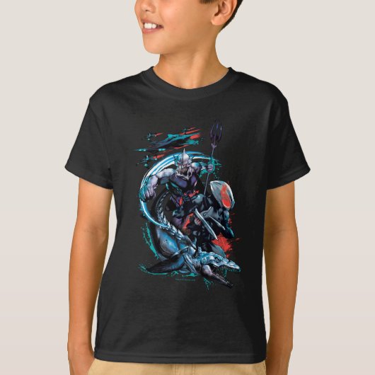 アクアマン | Orm、Black Manta、Tylosaur、Ships Tシャツ (正面)