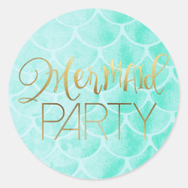 アクアマーメイドはかりで測 |金ゴールドタイポグラフィ ラウンドシール