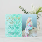 アクアマーメイドパーティー | アンダーザシー誕生日写真 招待状 (スタンド正面)