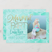 アクアマーメイドパーティー | アンダーザシー誕生日写真 招待状 (正面/裏面)