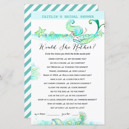 アクアマーメイドブライダルシャワーゲーム (正面/裏面)