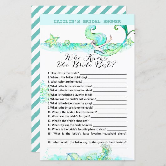 アクアマーメイドブライダルシャワーゲーム (正面/裏面)