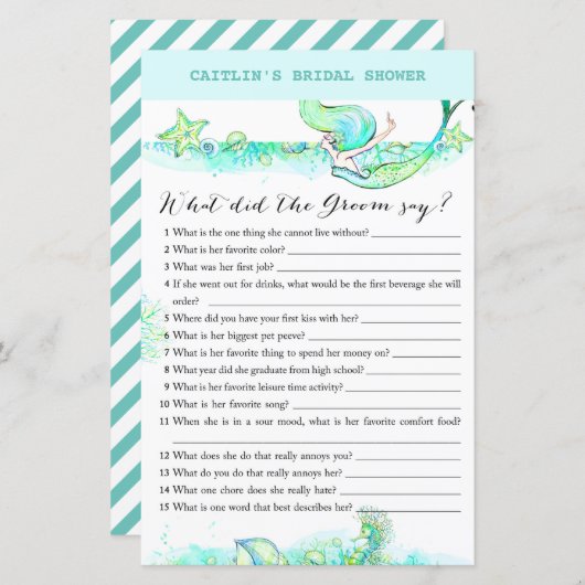 アクアマーメイドブライダルシャワーゲーム (正面/裏面)