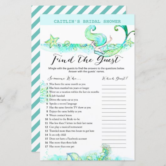 アクアマーメイドブライダルシャワーゲーム (正面/裏面)