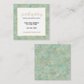 アクアミントウォーター色ストライプ金ゴールドフェイクグリッター スクエア名刺 (正面/裏面)