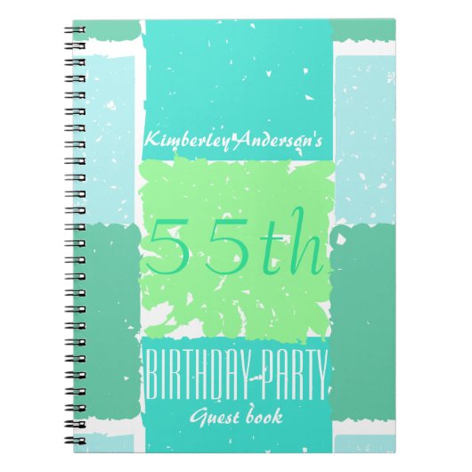 アクアミントグリーンカラーズ55thバースデーゲストブック ノートブック (正面)