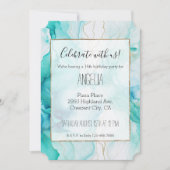 アクアミントゴールドホワイト大理石 招待状 (正面)