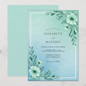 アクアミントスプリグユーカリの結婚式 招待状 (正面/裏面)