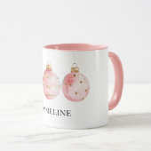 アクアミントピンク金ゴールドクリスマスオーナメント名 マグカップ (正面右)