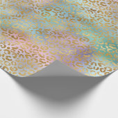 アクアミントピンク金ゴールドグラムヒョウ ラッピングペーパー (角)