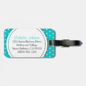 アクアミントフラワー水玉模様名:ラッゲージタグ ラゲッジタグ (裏面横)