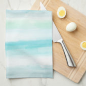 アクアミントブルーホワイトウォーターストライプカラー キッチンタオル (四つ折り)