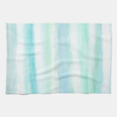 アクアミントブルーホワイトウォーターストライプカラー キッチンタオル (横)