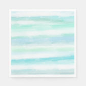 アクアミントブルーホワイトウォーターストライプカラー スタンダードランチョンナプキン (正面)
