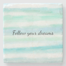 アクアミントブルーホワイトウォーターストライプカラー ストーンコースター