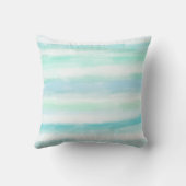 アクアミントブルーホワイトストライプズトロピカルパームツリー クッション (裏面)