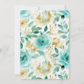 アクアミントホワイトクリーム金ゴールドバラブライダルシャワー 招待状 (裏面)