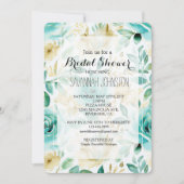 アクアミントホワイトクリーム金ゴールドバラブライダルシャワー 招待状 (正面)