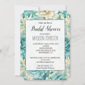 アクアミントホワイトフローラブライダルシャワー 招待状 (正面)