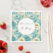 アクアミントホワイトフローラ結婚ズ スタンダードランチョンナプキン (インサイチュ)