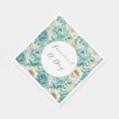 アクアミントホワイトフローラ結婚ズ スタンダードランチョンナプキン (角)