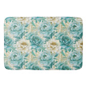 アクアミントホワイトフローラ バスマット (正面)
