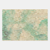 アクアミントホワイト金ゴールドクリスマスツリー ラッピングペーパーシート (正面2)