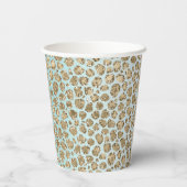 アクアミントホワイト金ゴールドグリッターヒョウ 紙コップ (裏面)