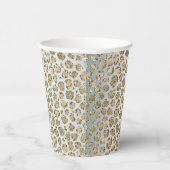 アクアミントホワイト金ゴールドグリッターヒョウ 紙コップ (右)