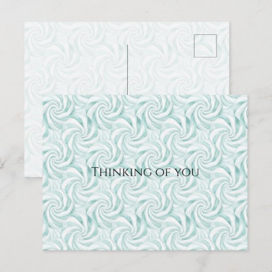 アクアミントホワイト スワールズ あなたのことを想って ポストカード (正面/裏面)