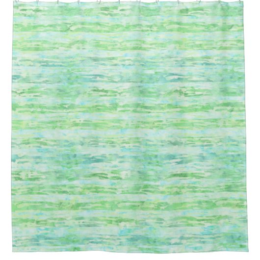 アクアミント抽象芸術絞り染め水カラーストライプ シャワーカーテン (正面)