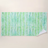 アクアミント抽象芸術絞り染め水カラーストライプ ビーチタオル (正面)