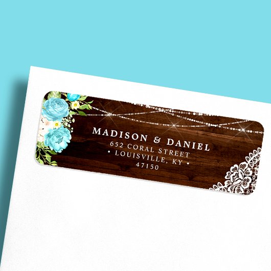 アクアミント素朴ウッドストリングライトフローラアドレス ラベル