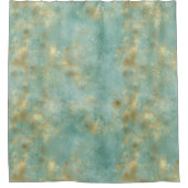 アクアミント金ゴールドグラム抽象芸術 シャワーカーテン (正面)