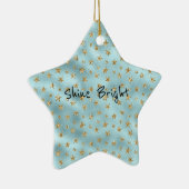 アクアミント金ゴールドグリッタースターズ セラミックオーナメント (右)
