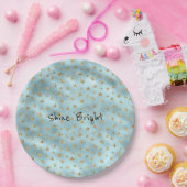 アクアミント金ゴールドグリッタースターズ ペーパープレート (パーティー)